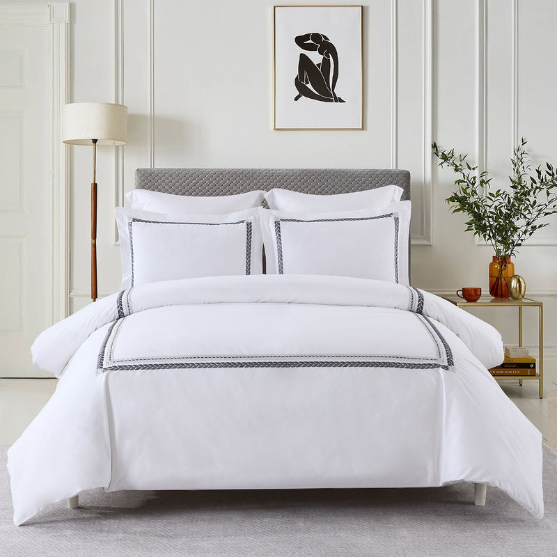Sadie Percale Embroidered Duvet Cover Set - Made in Egypt