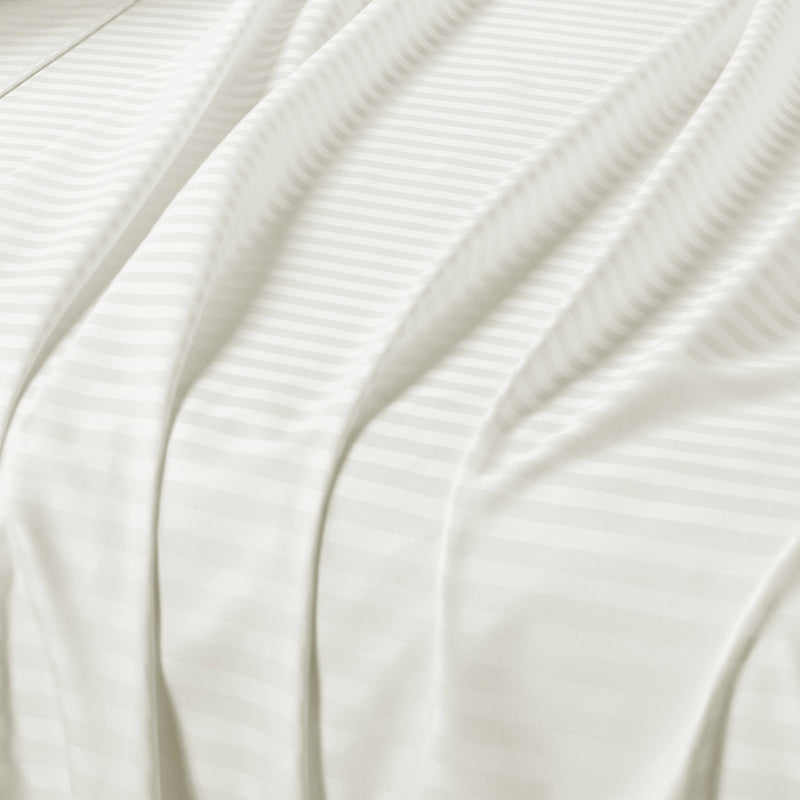 Flat Sheet 110 X 102 Inches - Damask Stripe 100% Egyptian Cotton