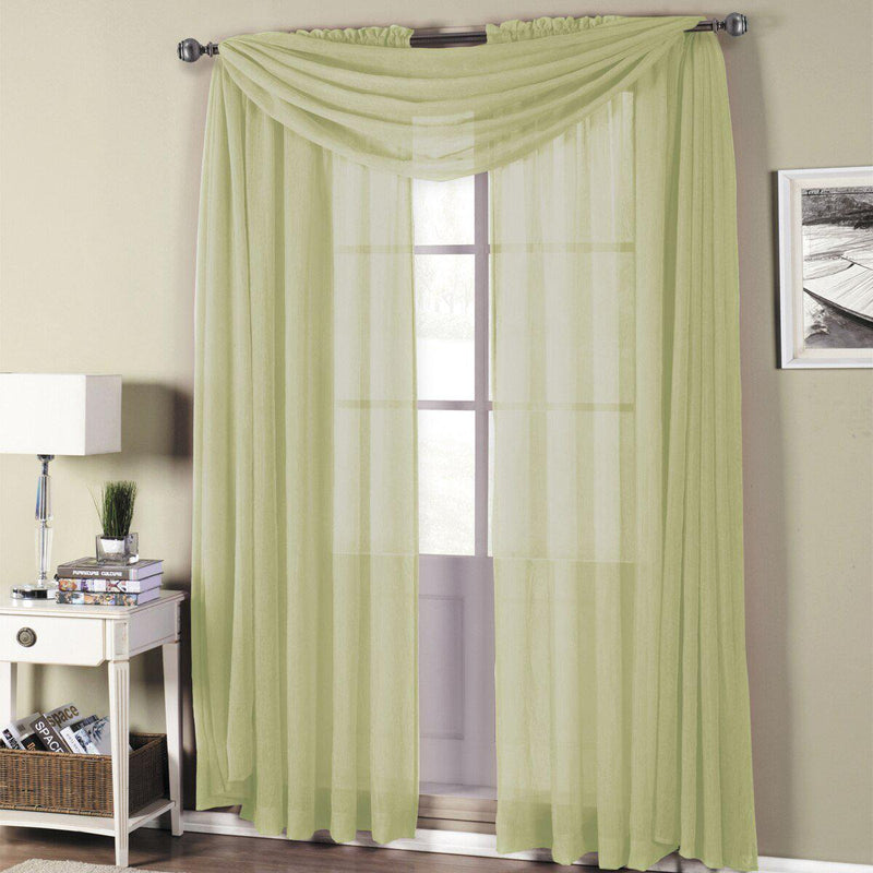 Abri Rod Pocket Crushed Sheer Curtain Panel (Single)-Royal Tradition-50 x 63" Panel-Spring Green-Egyptian Linens