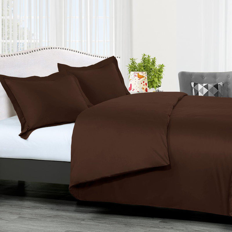 Duvet Cover Set Solid 300 Thread count-Royal Tradition-King/Calking-Chocolate-Egyptian Linens