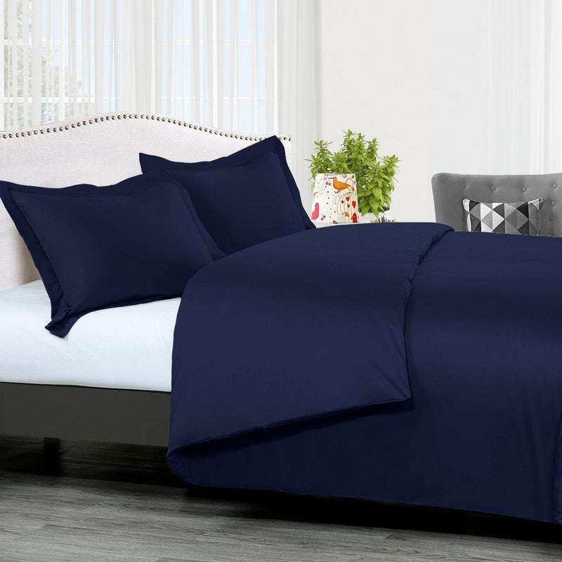 Duvet Cover Set Solid 300 Thread count-Royal Tradition-King/Calking-Navy-Egyptian Linens