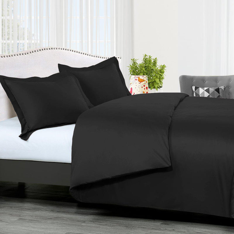 Duvet Cover Set Solid 300 Thread count-Royal Tradition-Twin/Twin XL-Black-Egyptian Linens