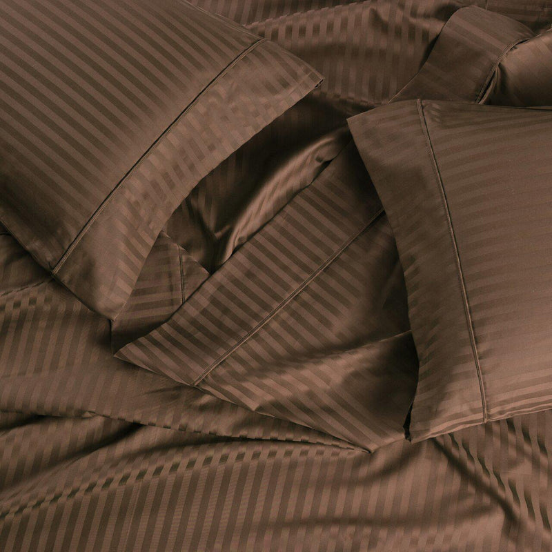 Top Split King (Flex Top) Sheet Set - Striped 650 Thread Count-Royal Tradition-TAUPE-Egyptian Linens
