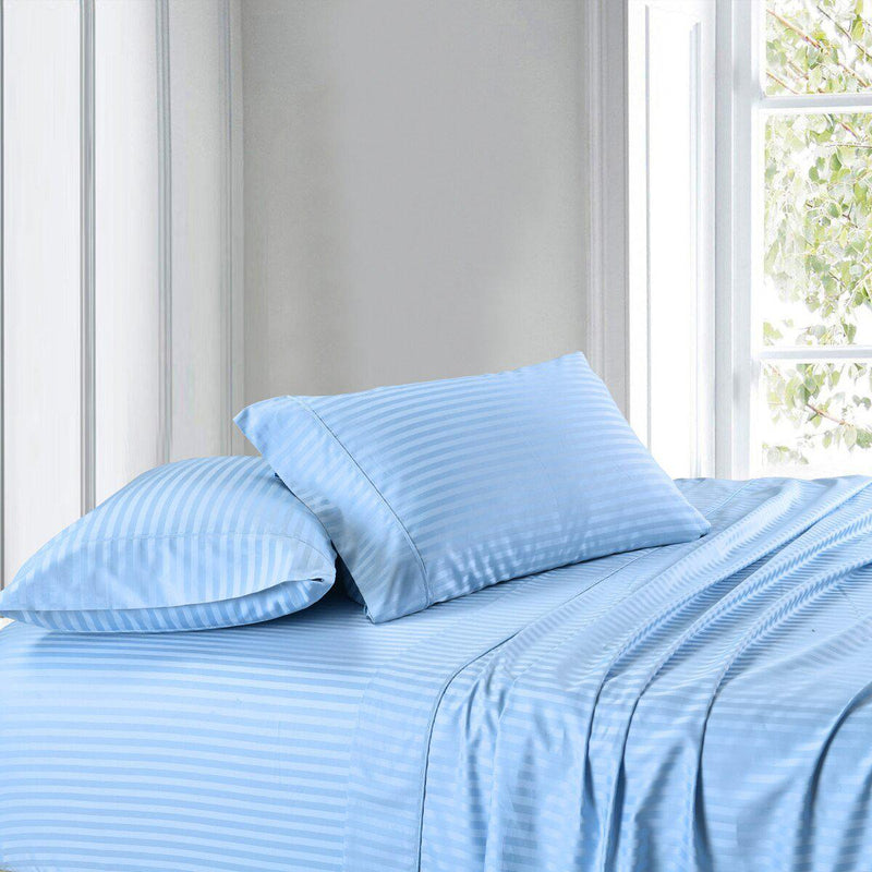 Sheet Set - Striped 300 Thread Count-Royal Tradition-California King-Blue-Egyptian Linens