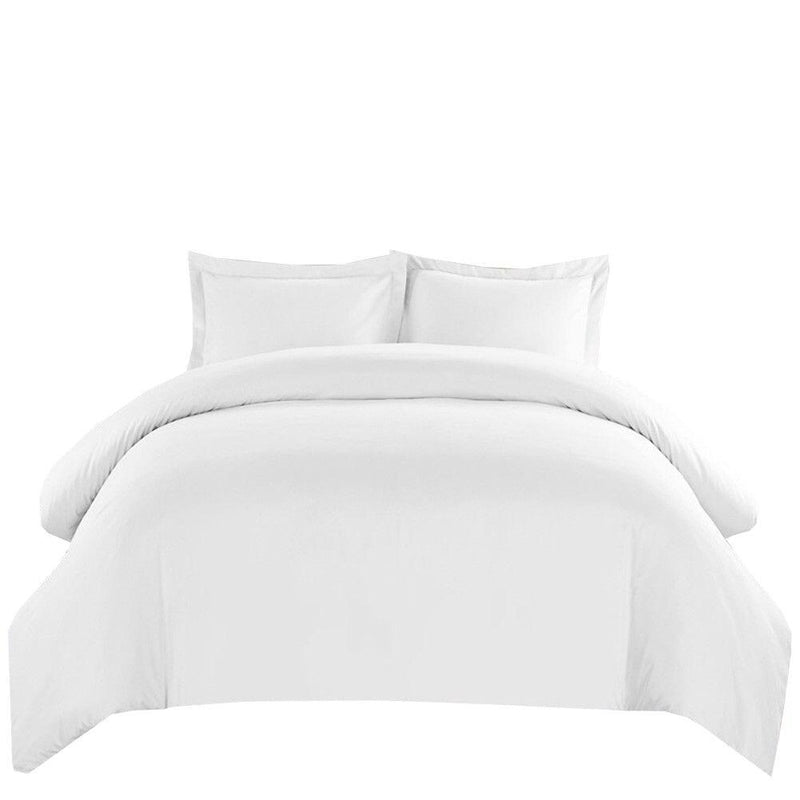 Wrinkle-Free Cotton Blend 600 Thread Count Duvet Cover Set-Royal Tradition-Full/Queen-White-Egyptian Linens