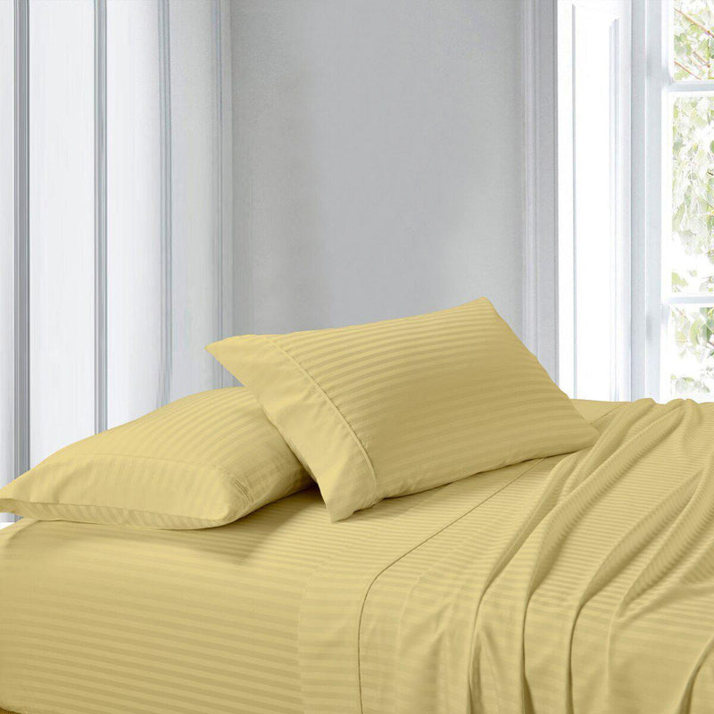 Attached Waterbed Sheet Set Stripe 300 Thread Count-Royal Tradition-Queen Waterbed-Gold-Egyptian Linens