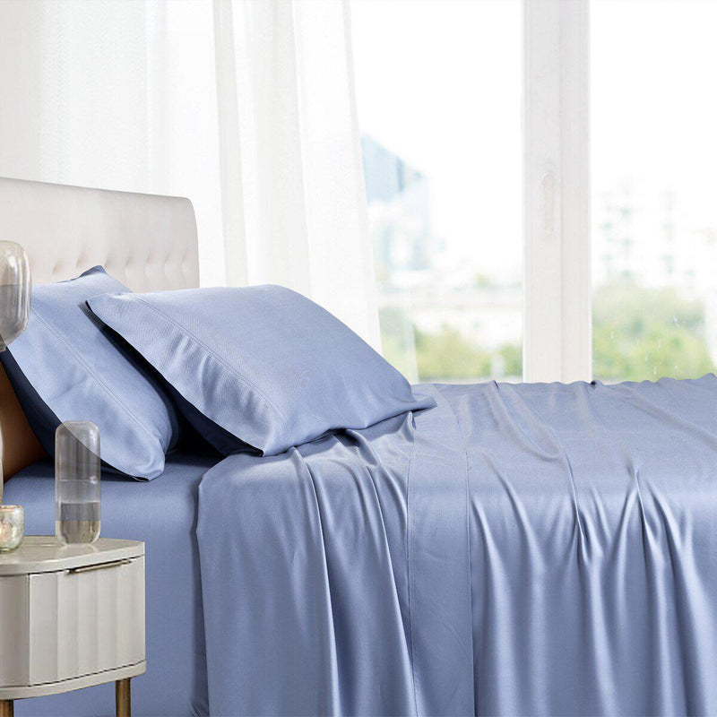 Split California King Sheets - Cooling 100% Bamboo Viscose-Royal Tradition-Periwinkle-Egyptian Linens
