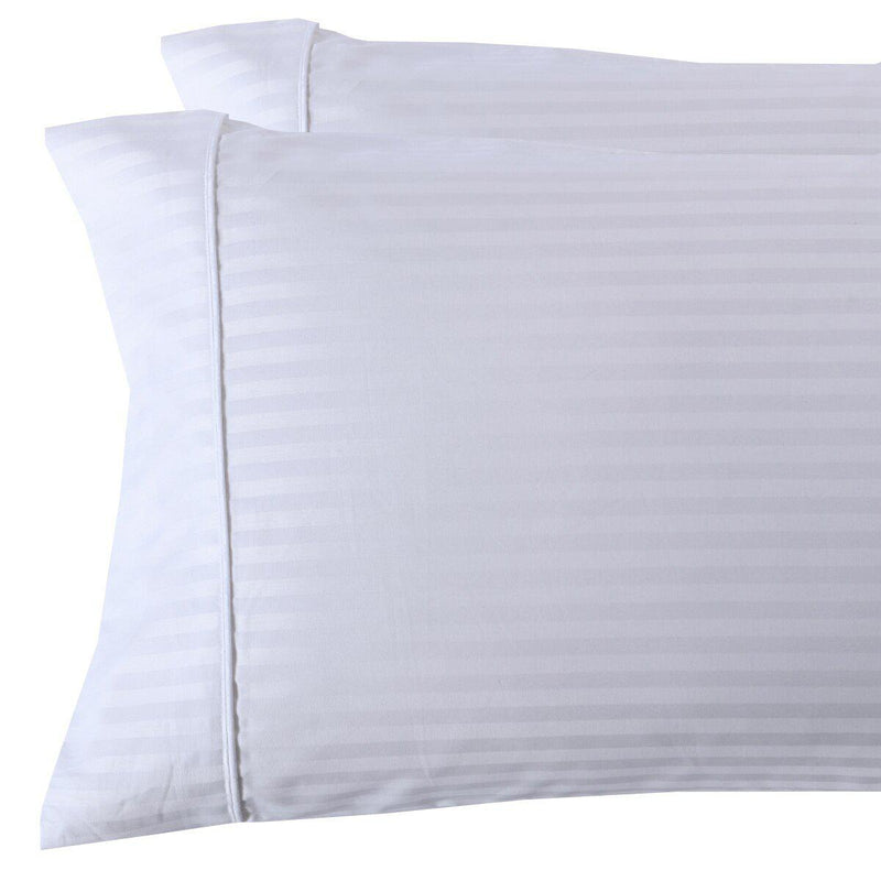 Damask Stripe 300 Thread Count Pillowcases-Royal Tradition-Standard Pillowcases Pair-White-Egyptian Linens
