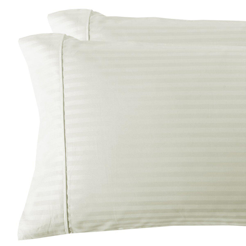 Damask Stripe 300 Thread Count Pillowcases-Royal Tradition-Standard Pillowcases Pair-Ivory-Egyptian Linens