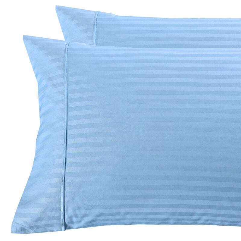 Damask Stripe 300 Thread Count Pillowcases-Royal Tradition-Standard Pillowcases Pair-Blue-Egyptian Linens