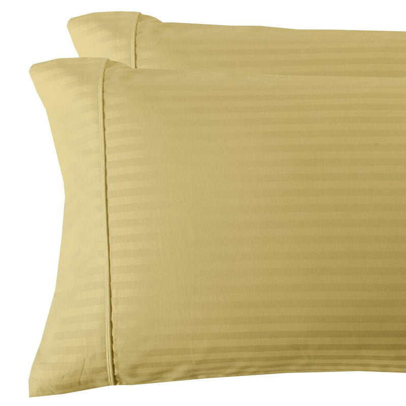Damask Stripe 300 Thread Count Pillowcases-Royal Tradition-King Pillowcases Pair-Gold-Egyptian Linens