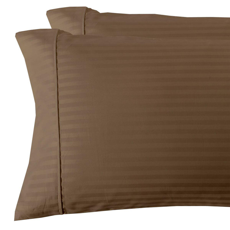 Damask Stripe 300 Thread Count Pillowcases-Royal Tradition-Standard Pillowcases Pair-Taupe-Egyptian Linens
