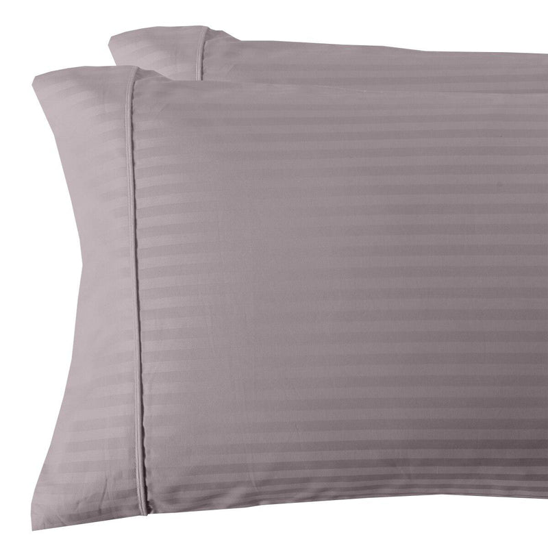 Damask Stripe 300 Thread Count Pillowcases-Royal Tradition-King Pillowcases Pair-Lilac-Egyptian Linens