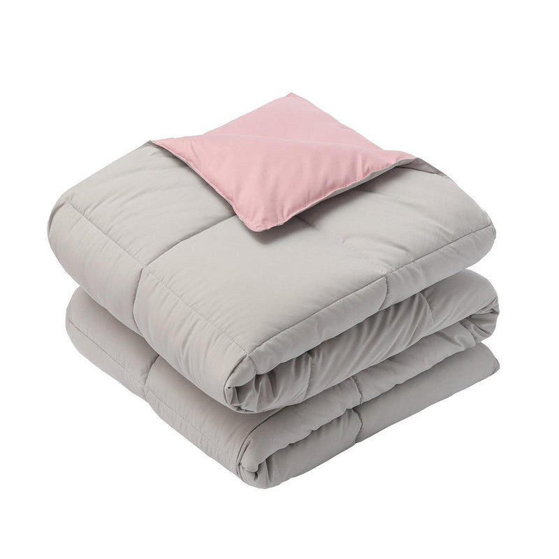 Reversible Plush Down Alternative Blanket-Royal Hotel Bedding-Twin/Twin XL-Blush/Gray-Egyptian Linens