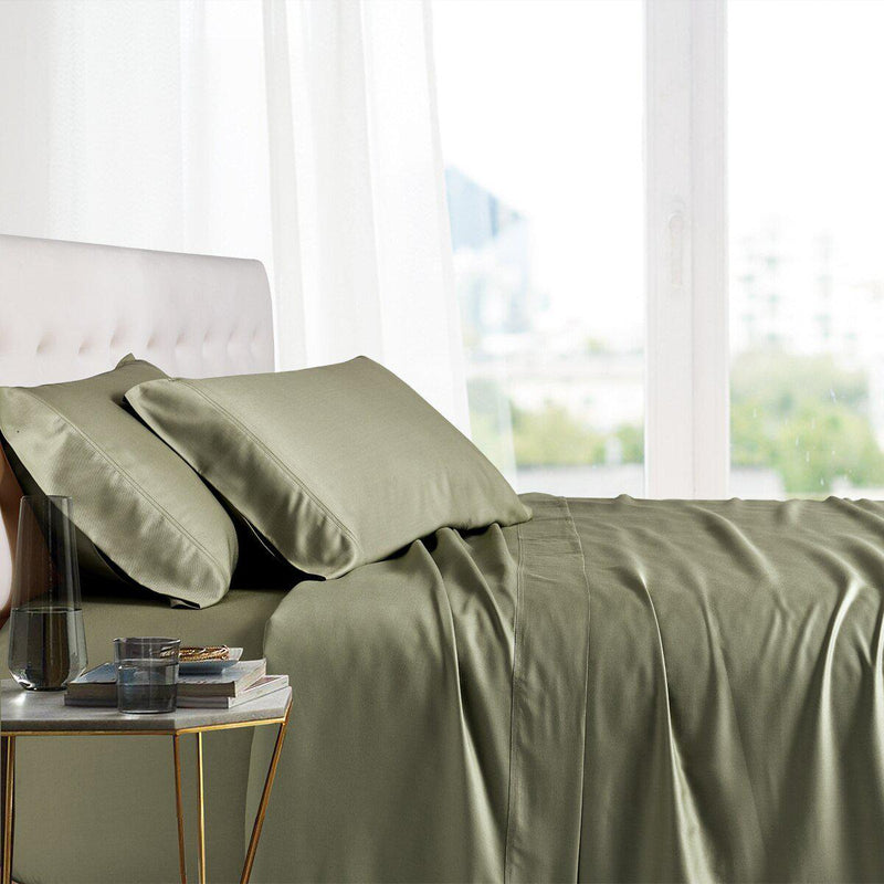 Split King Adjustable Bed Sheets - 100% Bamboo Viscose-Royal Tradition-Sage-Egyptian Linens