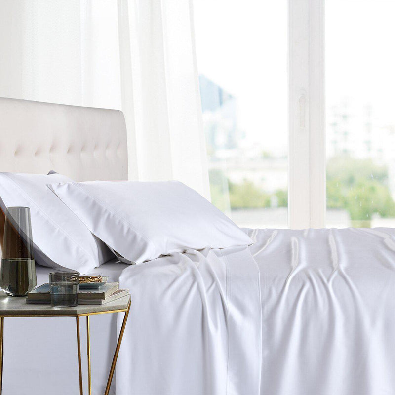 Split King Adjustable Bed Sheets - 100% Bamboo Viscose-Royal Tradition-White-Egyptian Linens