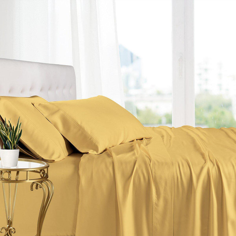 Split King Adjustable Bed Sheets - 100% Bamboo Viscose-Royal Tradition-Gold-Egyptian Linens