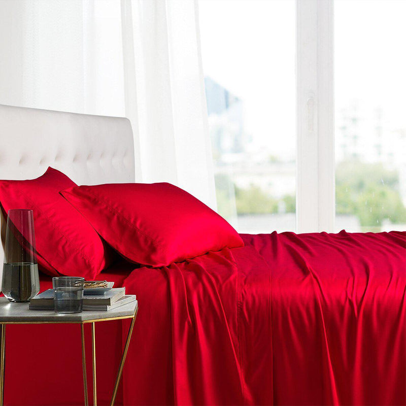 Split King Adjustable Bed Sheets - 100% Bamboo Viscose-Royal Tradition-Red-Egyptian Linens
