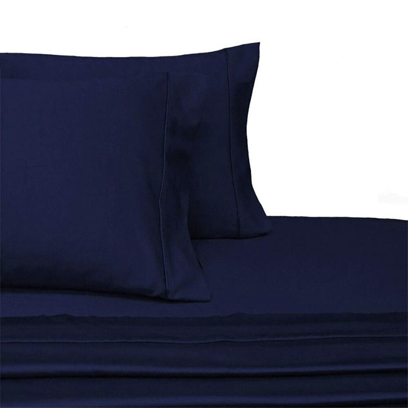 Split Top King Sheets 300 Thread Count 100% Cotton (Half Split Fitted)-Royal Tradition-Navy-Egyptian Linens
