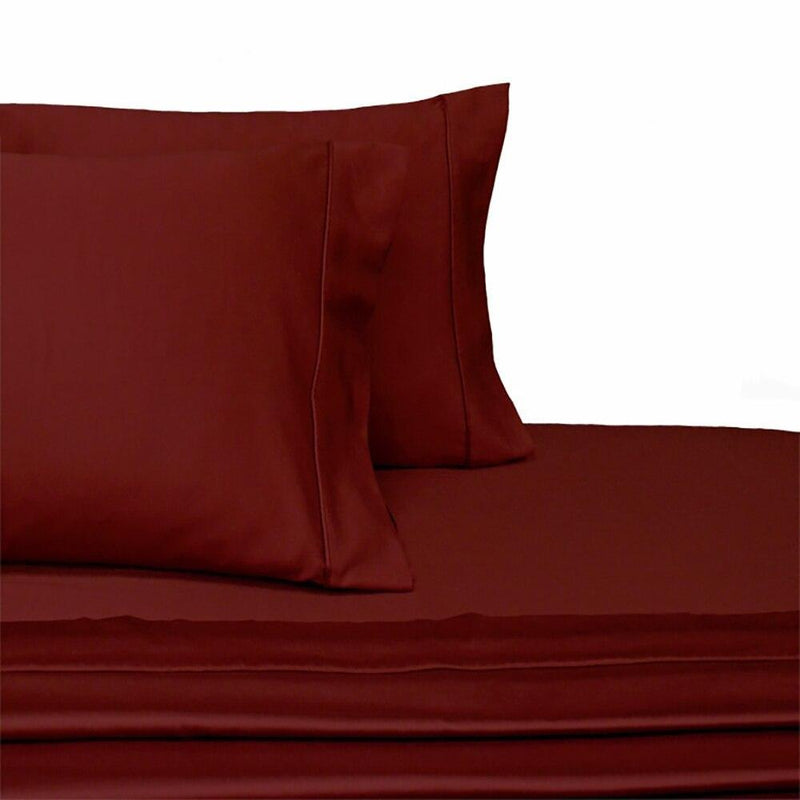 Split Top King Sheets 300 Thread Count 100% Cotton (Half Split Fitted)-Royal Tradition-Burgundy-Egyptian Linens