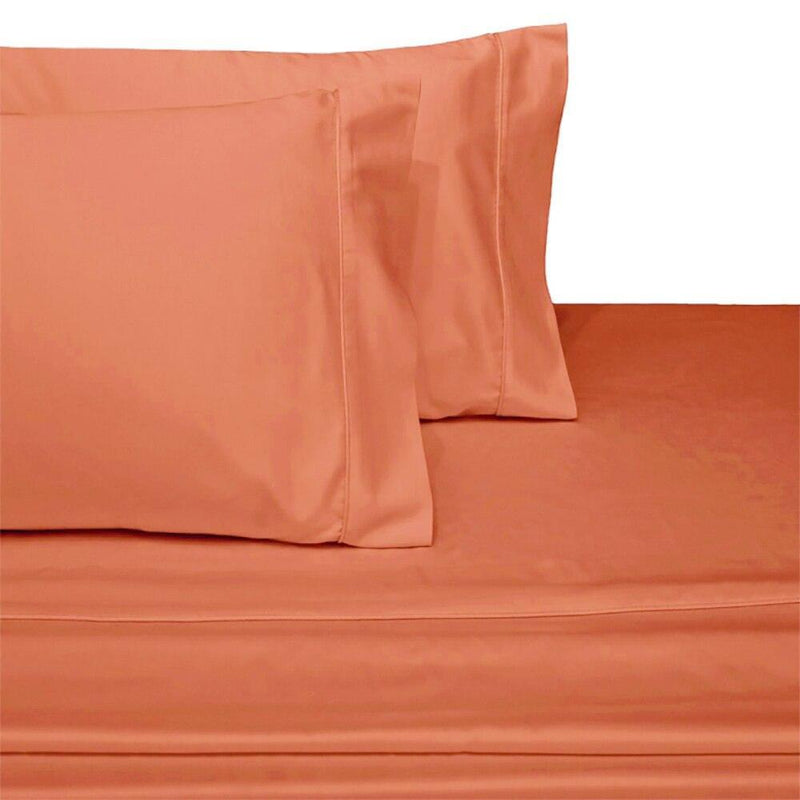 Split Top King Sheets 300 Thread Count 100% Cotton (Half Split Fitted)-Royal Tradition-Coral-Egyptian Linens