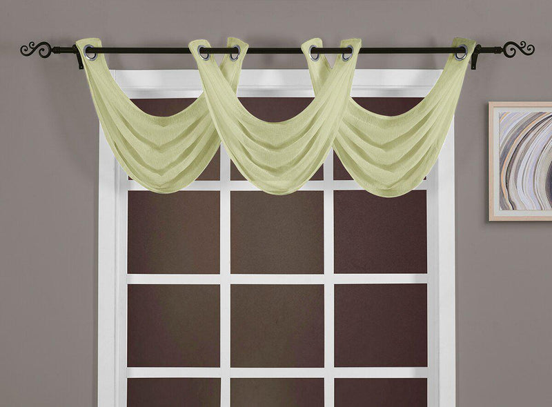 Abri Grommet Crushed Sheer Window Treatment (Single)-Royal Tradition-24 x 24" Valance-Spring Green-Egyptian Linens