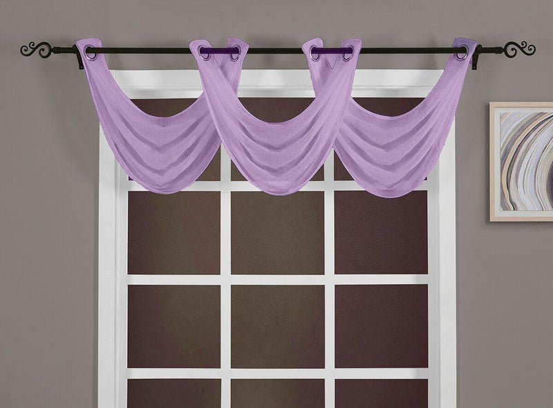 Abri Grommet Crushed Sheer Window Treatment (Single)-Royal Tradition-24 x 24" Valance-Lavender-Egyptian Linens