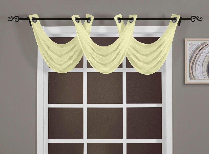 Abri Grommet Crushed Sheer Window Treatment (Single)-Royal Tradition-24 x 24" Valance-Gold-Egyptian Linens