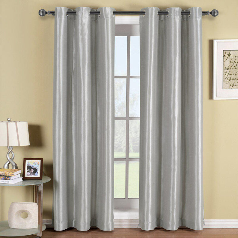Soho Thermal Blackout Grommet Top Curtain Panels (Single)-Royal Tradition-42 x 84" Panel-Silver-Egyptian Linens