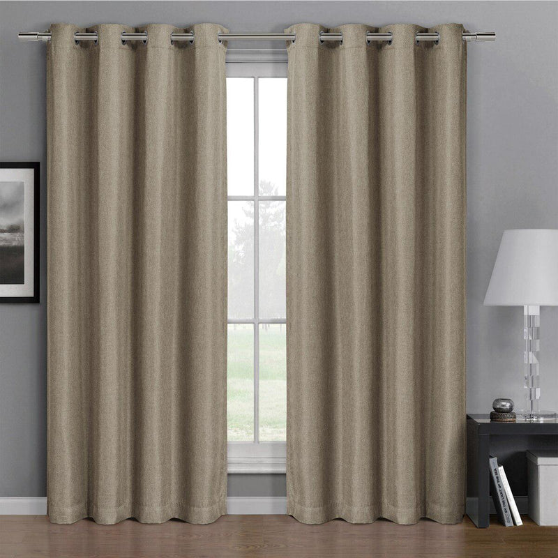 Gulfport Faux Linen Blackout Weave Curtains With Grommets Single Panel-Royal Tradition-52 x 96" Panel-Beige-Egyptian Linens