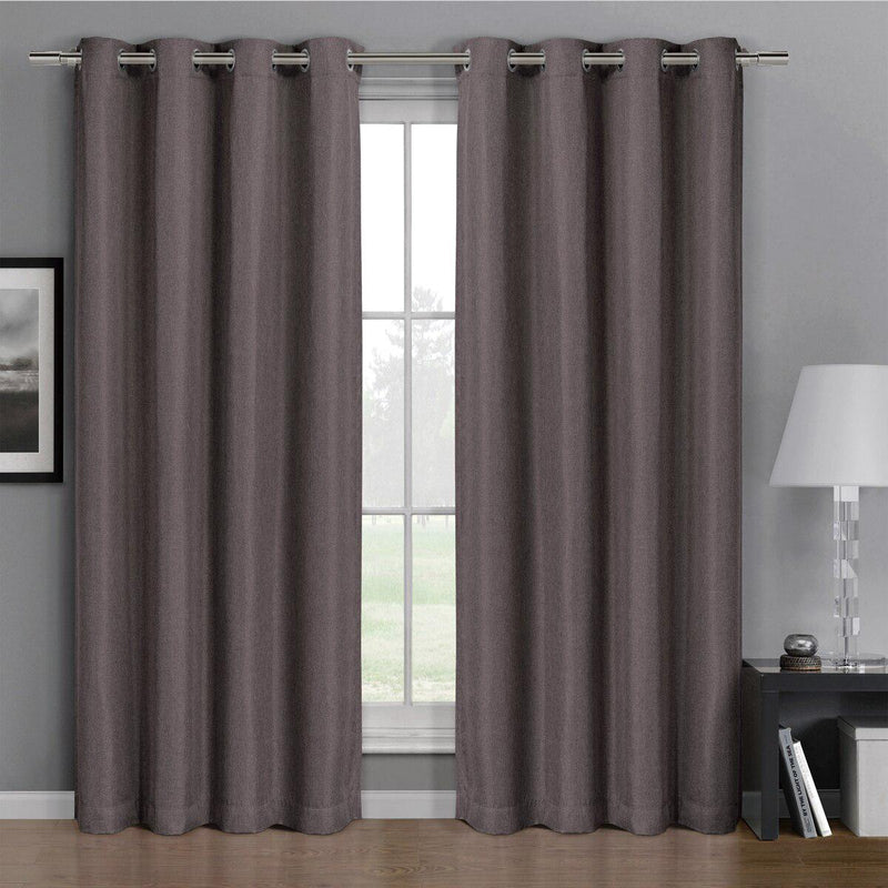 Gulfport Faux Linen Blackout Weave Curtains With Grommets Single Panel-Royal Tradition-52 x 108" Panel-Purple-Brown-Egyptian Linens
