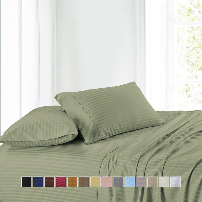 Attached Waterbed Sheet Set Stripe 300 Thread Count-Royal Tradition-Egyptian Linens