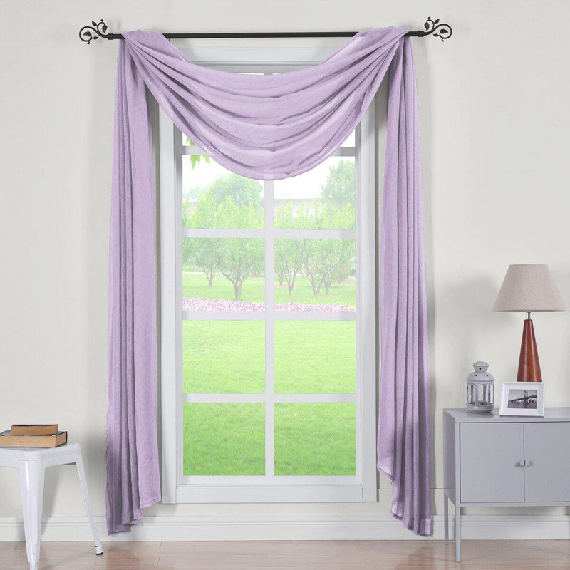 Abri Rod Pocket Crushed Sheer Curtain Panel (Single)-Royal Tradition-50 x 216" Scarf-Lavender-Egyptian Linens