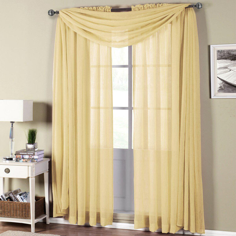 Abri Rod Pocket Crushed Sheer Curtain Panel (Single)-Royal Tradition-50 x 63" Panel-Gold-Egyptian Linens