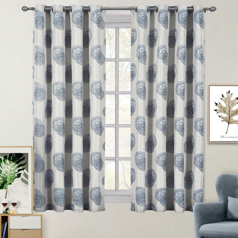 Lafayette Modern Abstract Jacquard Curtain Panels With Grommets ( Set of 2 Panels )-Royal Tradition-108 x 96" Pair-Gray-Egyptian Linens