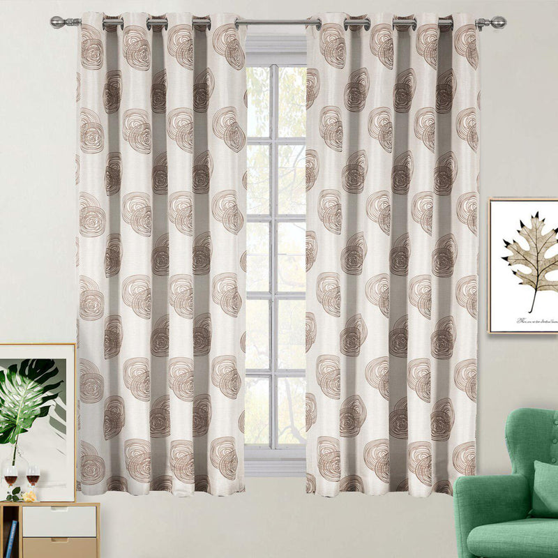 Lafayette Modern Abstract Jacquard Curtain Panels With Grommets ( Set of 2 Panels )-Royal Tradition-108 x 84" Pair-Brown-Egyptian Linens