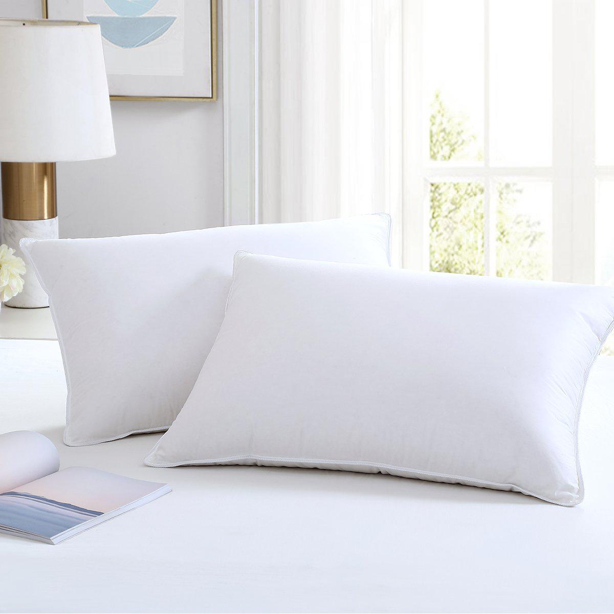 Firm 700 Fill Power Luxury White Duck Down Bed Pillow - King - White