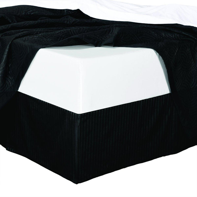 Stripe Bed Skirt 100% Microfiber-Royal Hotel Bedding-Full-Black-Egyptian Linens