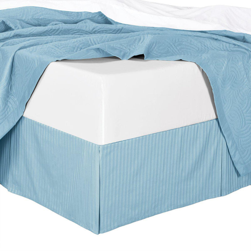 Stripe Bed Skirt 100% Microfiber-Royal Hotel Bedding-Full-Blue-Egyptian Linens