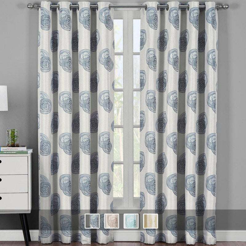 Lafayette Modern Abstract Jacquard Curtain Panels With Grommets ( Set of 2 Panels )-Royal Tradition-Egyptian Linens