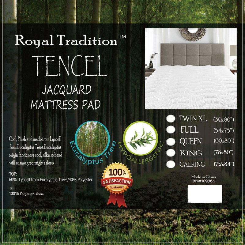 Lyocell from Eucalyptus Tencel Jacquard Mattress Pad-Royal Tradition-Egyptian Linens