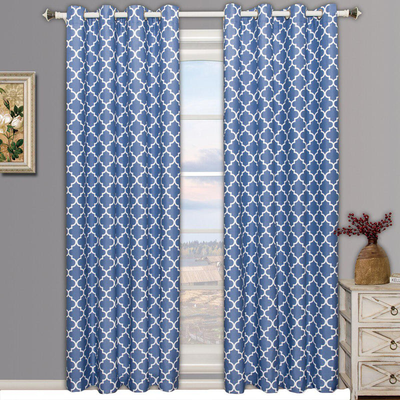 Periwinkle Meridian Room-Darkening Thermal Insulated Curtain Pair (Set of 2 Panels)-Royal Tradition-84"-Egyptian Linens