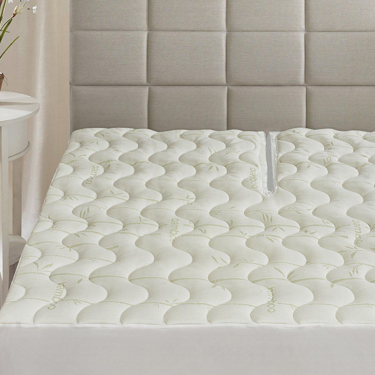 Top Split Cal King Mattress Topper Water Resistant Bamboo Jacquard