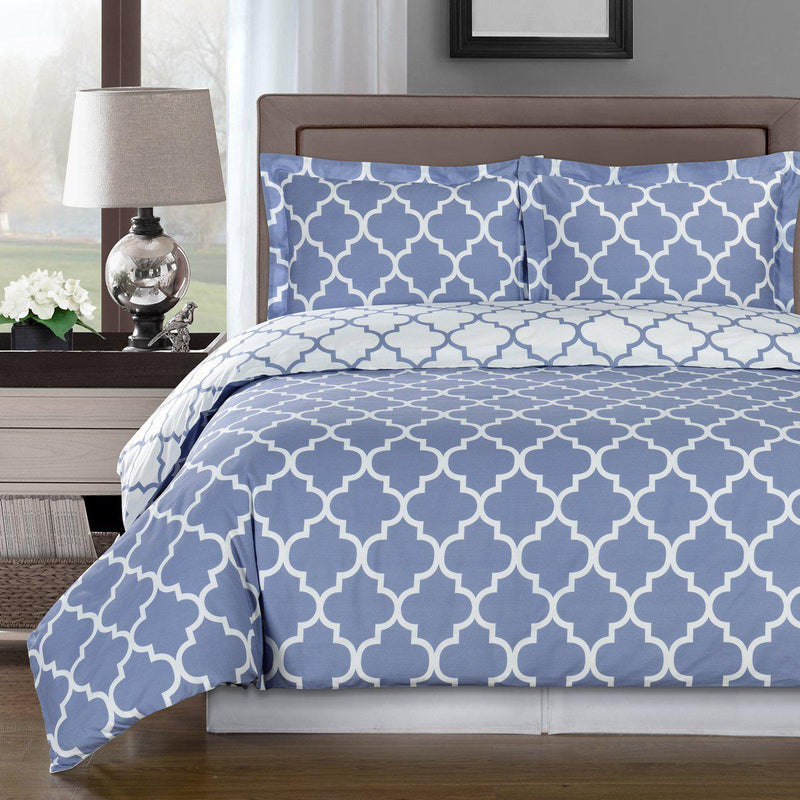 Duvet Cover Set - Meridian-Royal Tradition-Twin/Twin XL-Periwinkle/White-Egyptian Linens