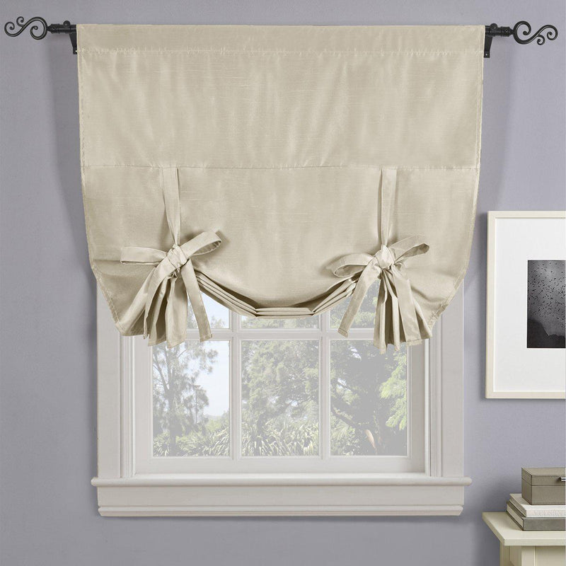 Soho Triple-Pass Thermal Insulated Blackout Curtain Rod Pocket - Tie Up Shade for Small Window ( 42" W X 63" L)-Royal Tradition-Beige-Egyptian Linens
