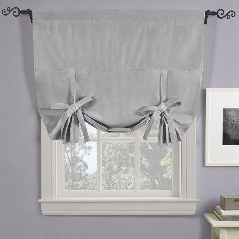Soho Triple-Pass Thermal Insulated Blackout Curtain Rod Pocket - Tie Up Shade for Small Window ( 42" W X 63" L)-Royal Tradition-Silver-Egyptian Linens
