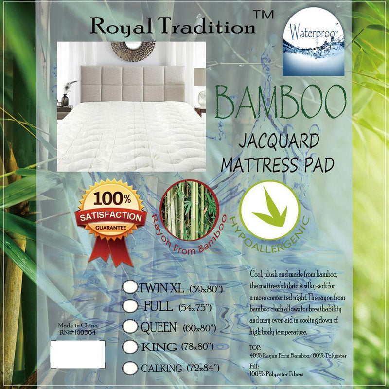 Waterproof Bamboo Jacquard Mattress Pad-Royal Tradition-Egyptian Linens