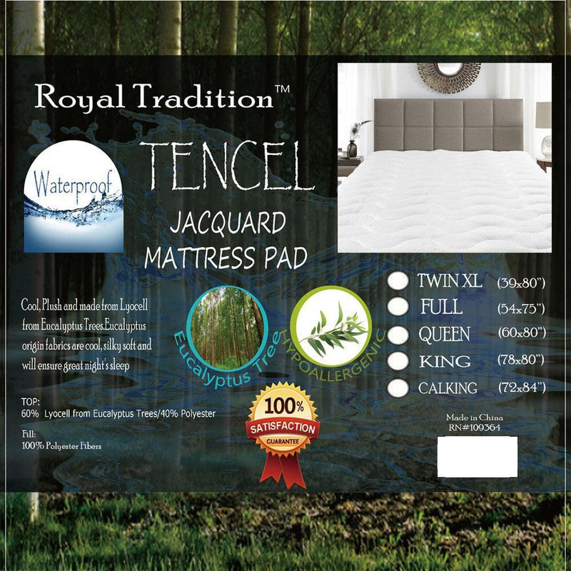 Waterproof Lyocell from Eucalyptus Tencel Jacquard Mattress Pad-Royal Tradition-Egyptian Linens