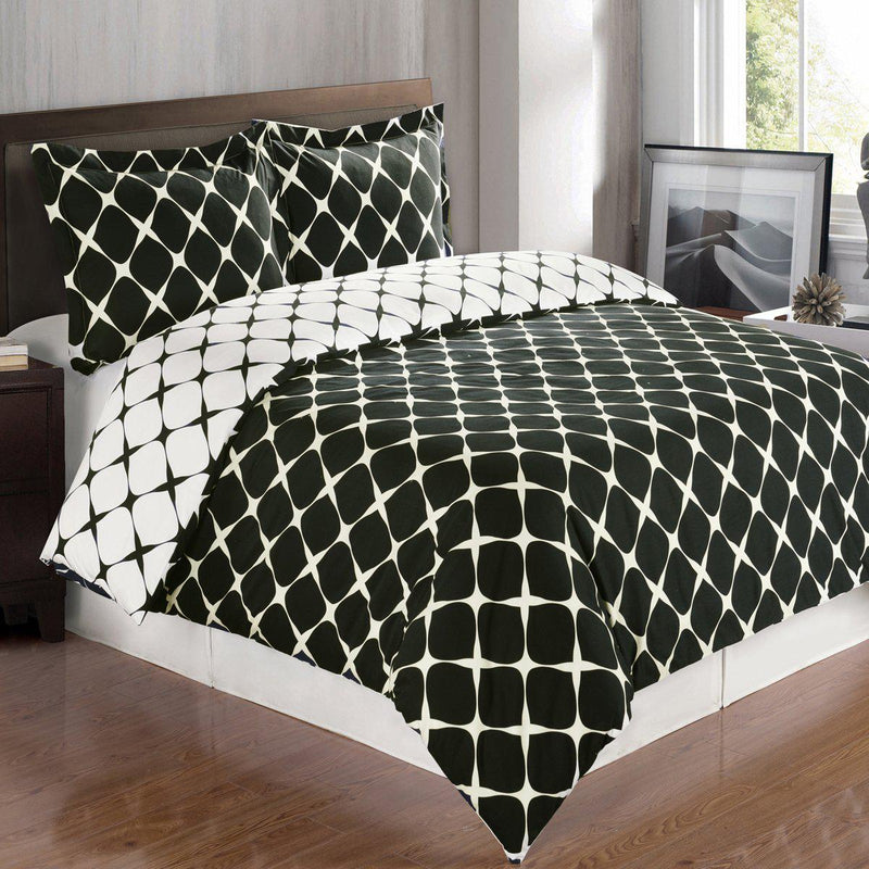 Duvet Cover Set - Bloomingdale-Royal Tradition-Twin/TwinXL-Black/White-Egyptian Linens
