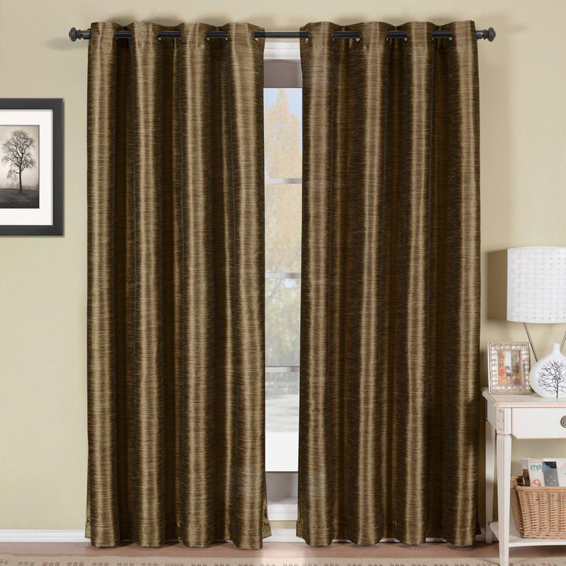 Geneva Lined Energy Saving Black-Out Grommet Curtain Panel Single-Royal Tradition-52 x 84" Panel-Coffee-Egyptian Linens